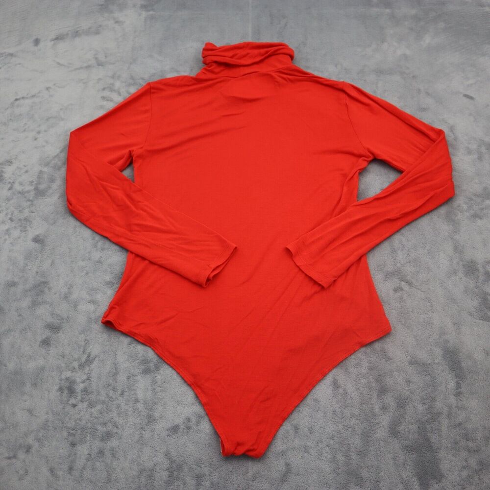 Best Cody Shirt Womens M Red Long Sleeve Turtleneck Knit Stretch Bodysuit - Picture 9 of 16
